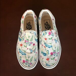 Vans Ladies Floral Slip-On Sneakers - White Multicolor